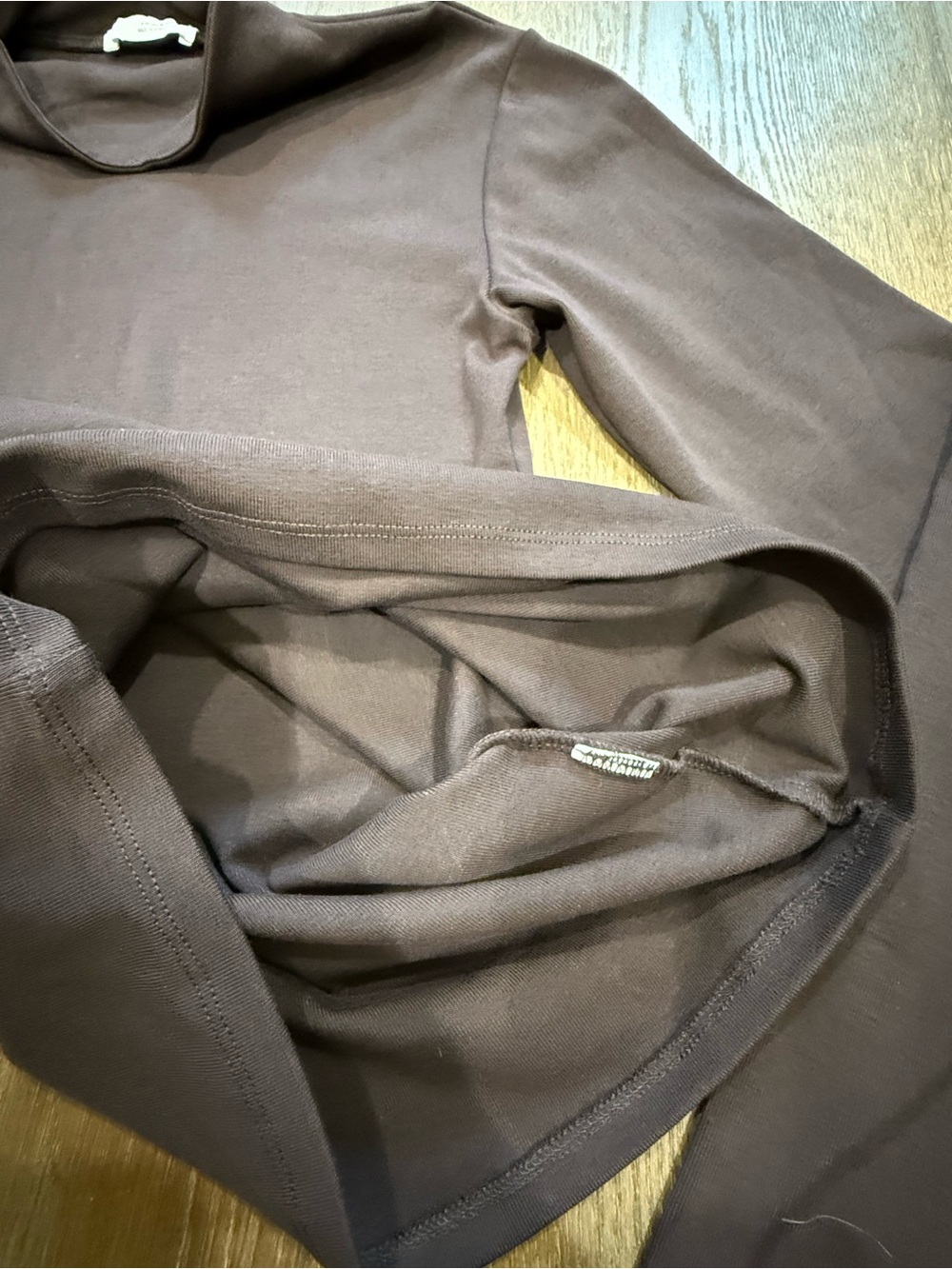 Zara Chocolate Brown Long Sleeve Mock Neck Top - Size M - Picture 4 of 6